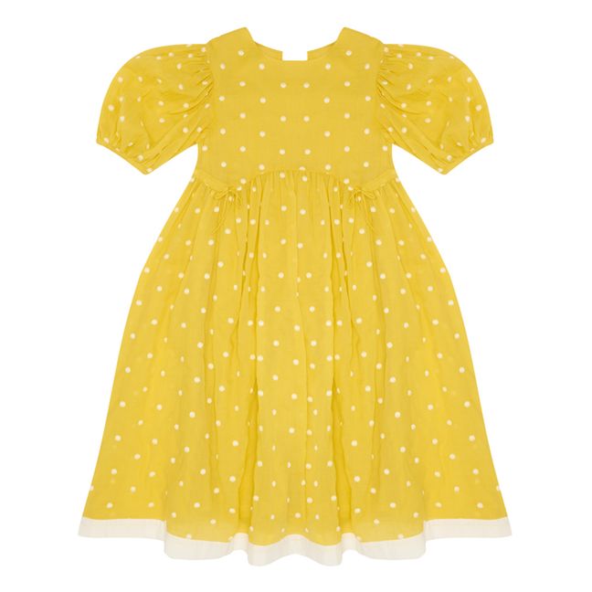 Cotton Voile Polka Dot Dress | Gelb