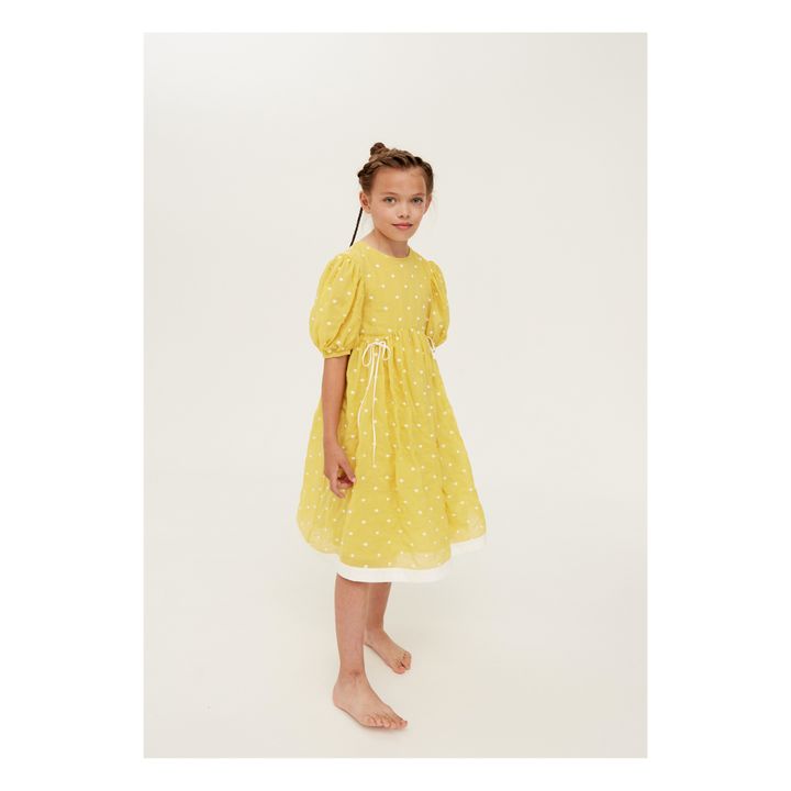 Cotton Voile Polka Dot Dress | Yellow- Product image n°1