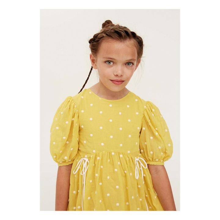 Cotton Voile Polka Dot Dress | Yellow- Product image n°2