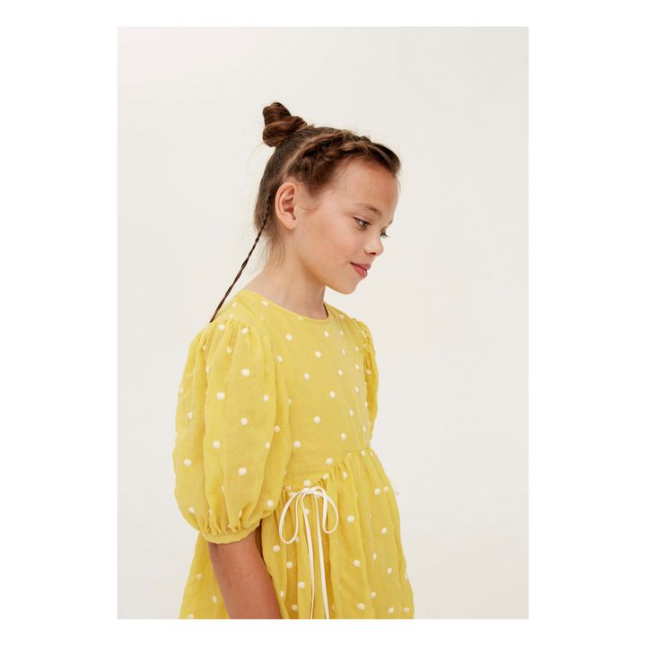 Cotton Voile Polka Dot Dress | Yellow- Product image n°3