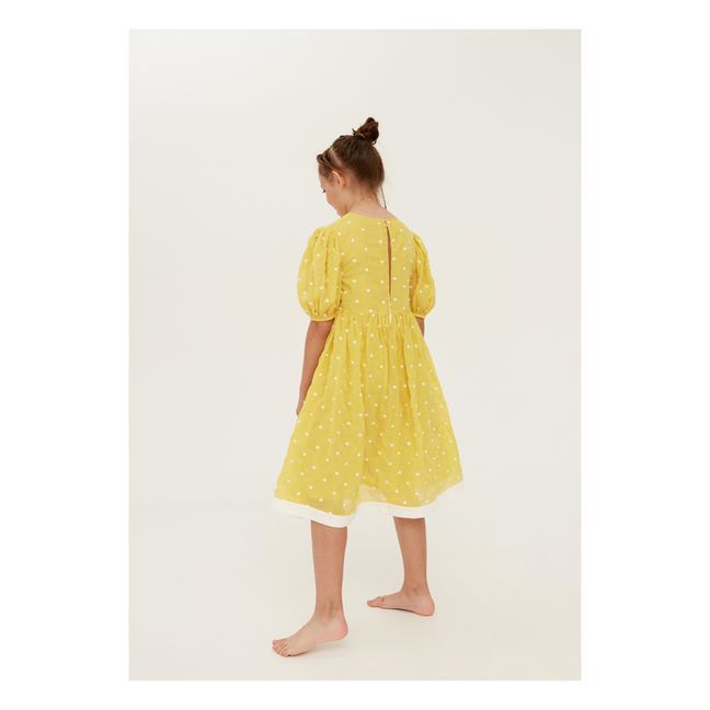 Cotton Voile Polka Dot Dress | Gelb