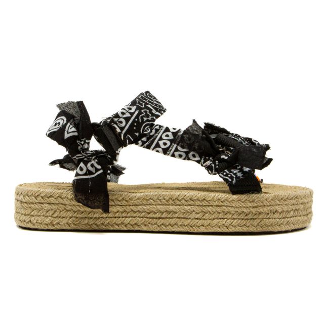 Trekky Raffia Bandana Sandals | Negro