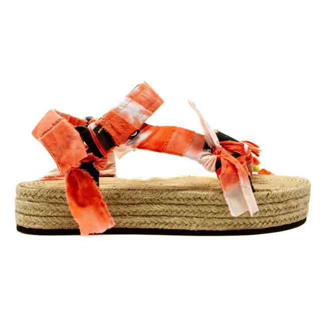 Trekky Raffia Tie & Dye Sandals | Orange
