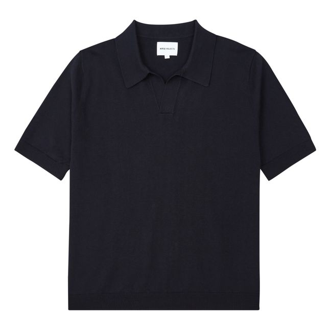 Leif Cotton Linen Polo Shirt | Blu marino