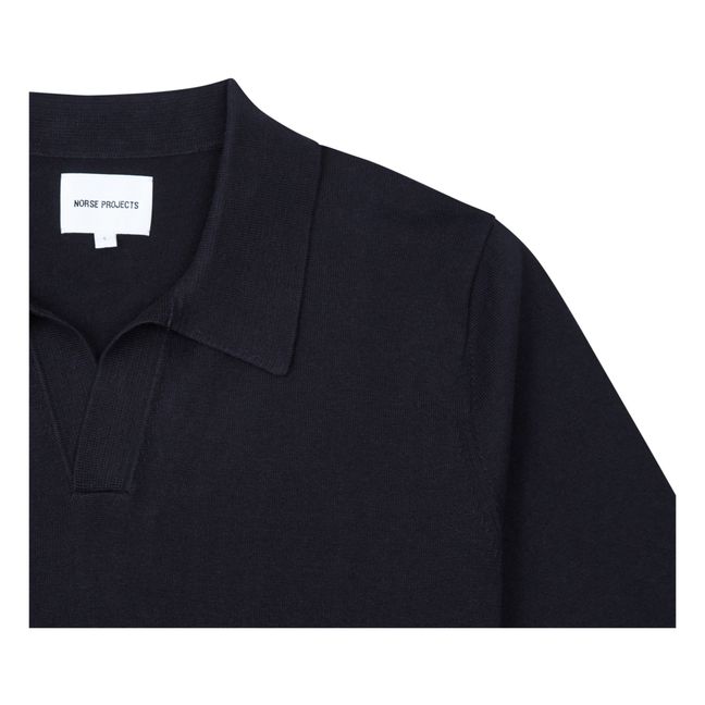 Leif Cotton Linen Polo Shirt | Blu marino