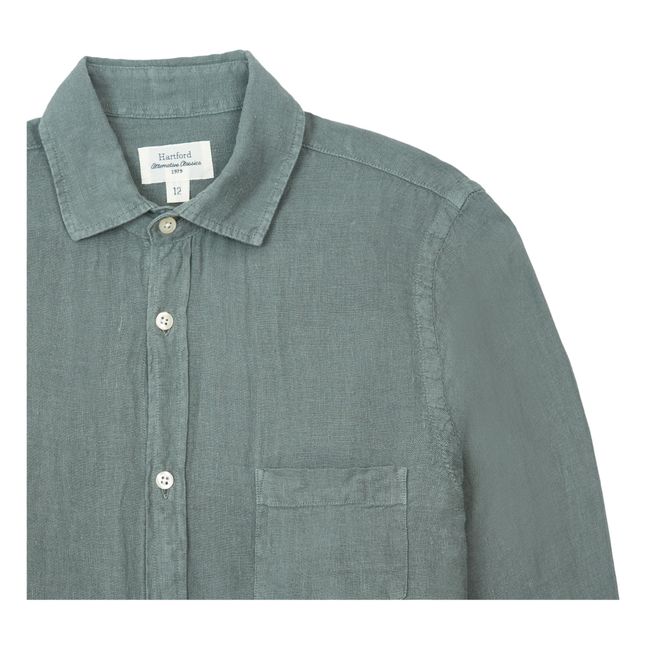 Paul Pat Camisa de lino | Verde Oscuro