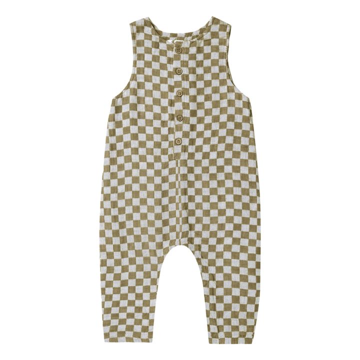 Linen Checked Jumpsuit | Caqui oscuro- Imagen del producto n°0