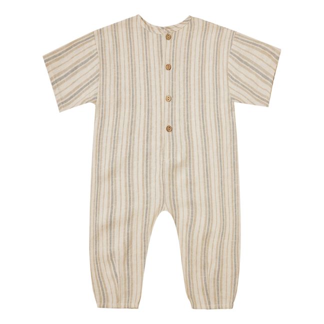 Linen Striped Jumpsuit | Beige