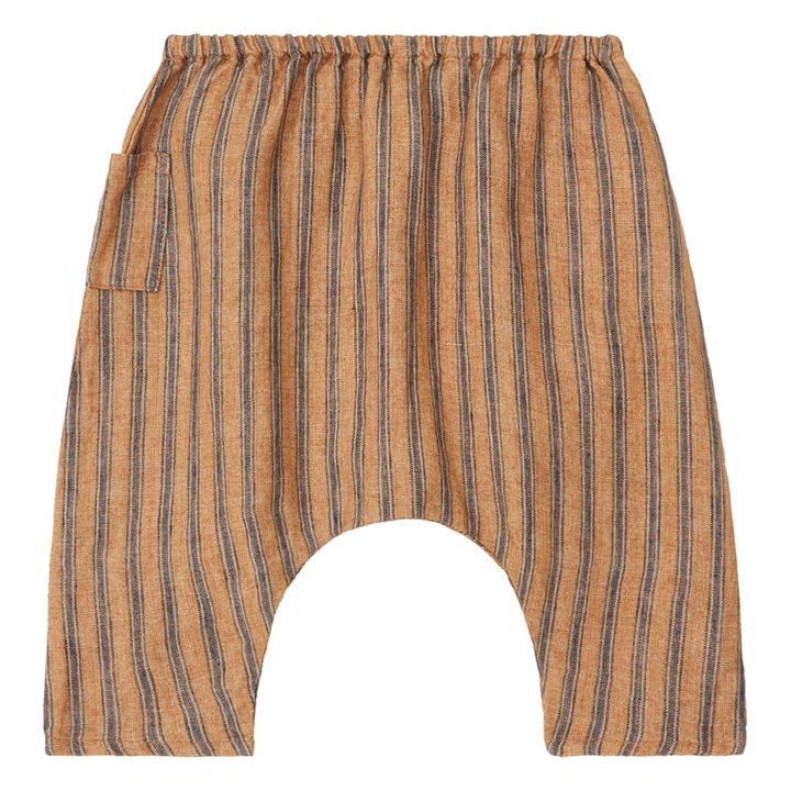 Striped Linen Harlem Pants Ficus | Mustard- Product image n°0