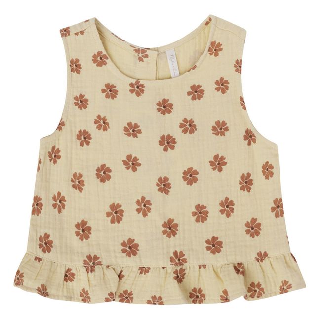 Top à Volants Fleuri | Beige