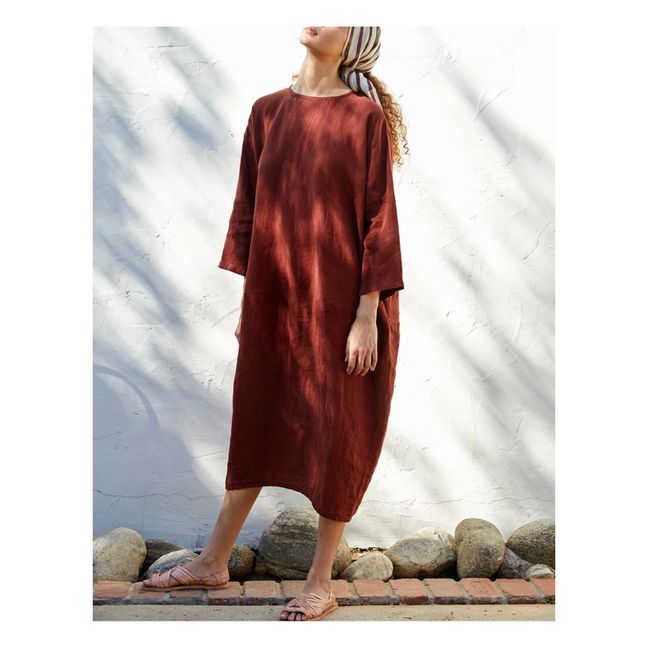 Bud Linen Dress | Rojo ladrillo