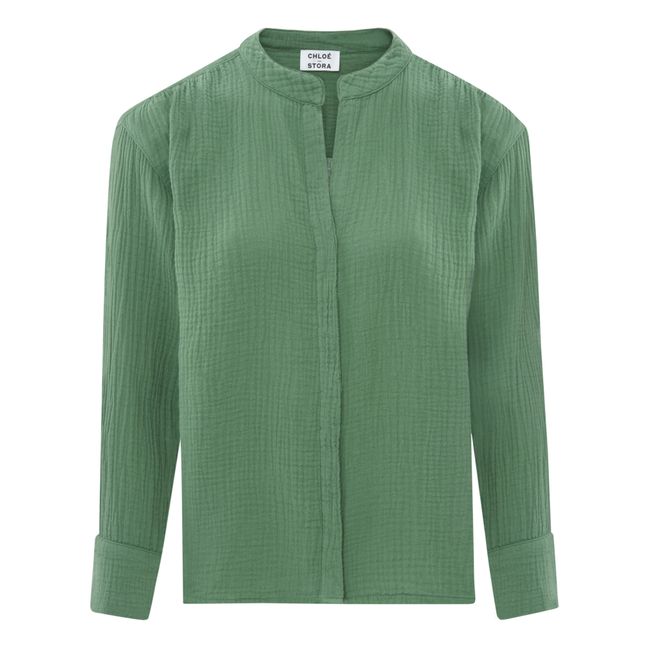 Derrick Double Cotton Gauze Shirt | Green