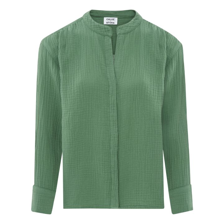 Derrick Double Cotton Gauze Shirt | Verde- Immagine del prodotto n°0
