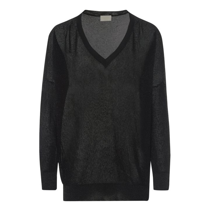 Gia Sparkly Ribbed Sweater | Nero- Immagine del prodotto n°0