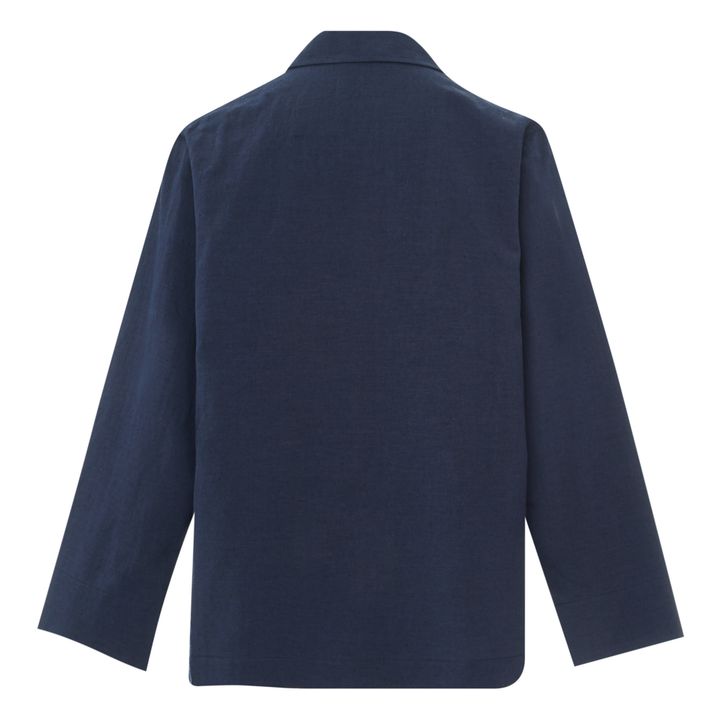 Cotton and Linen Jacket with 2 Buttons | Azul Marino- Imagen del producto n°4