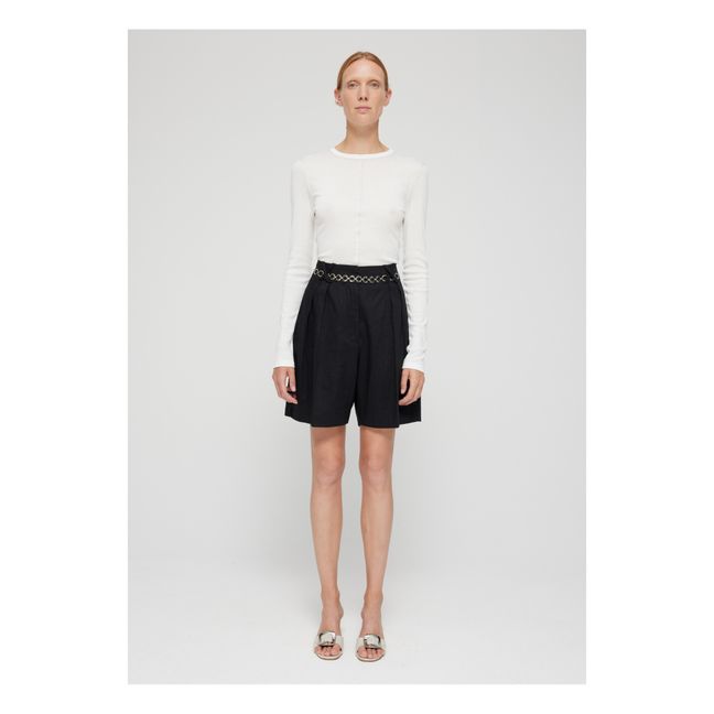 Pleated Linen Shorts | Schwarz