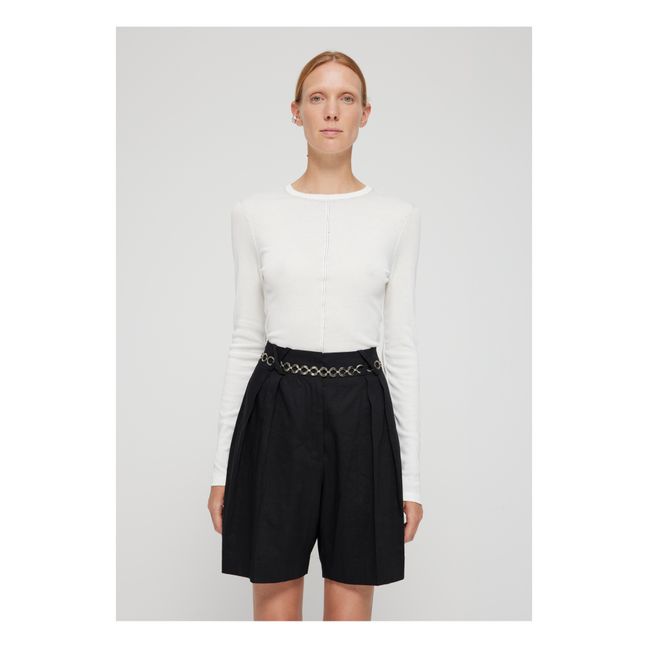 Pleated Linen Shorts | Nero