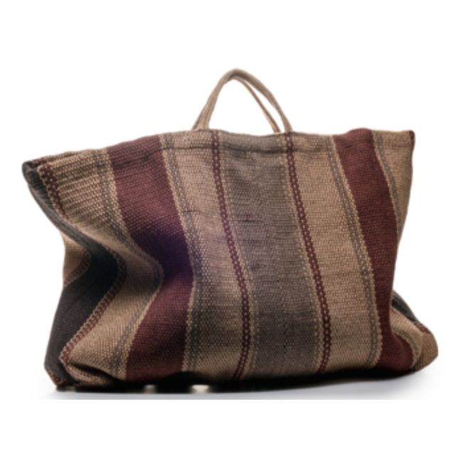 Extra Large Jute Striped Bag | Crimson