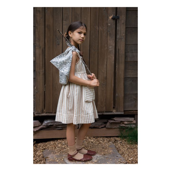 Orla Organic Cotton Muslin Striped Dress | Ecru- Immagine del prodotto n°1
