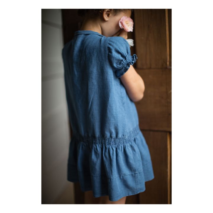 Kleid aus Baumwolle und Leinen Lucille | Blau- Produktbild Nr. 4