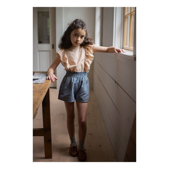 Karierte Shorts Baumwolle und Leinen Coco | Grau