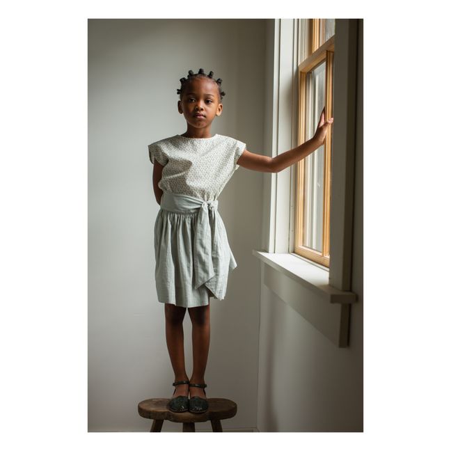 Lupe Textured Organic Cotton Skirt | Azul Gris