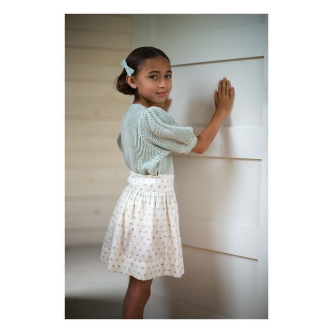 Lupe Coton Gauze Floral Midi Skirt | Ecru