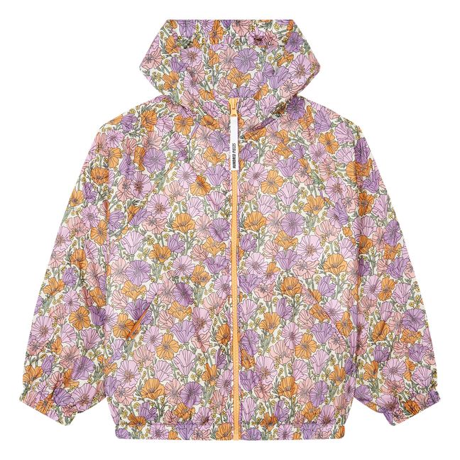 Hooded Romance Flower Windbreaker  | Orange