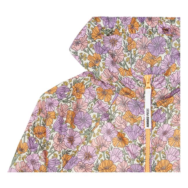 Hooded Romance Flower Windbreaker  | Arancione