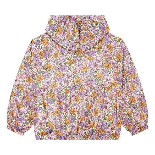 Hooded Romance Flower Windbreaker  | Orange