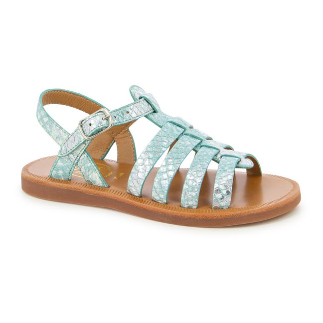Plagette Strap Sandals | azul metálico