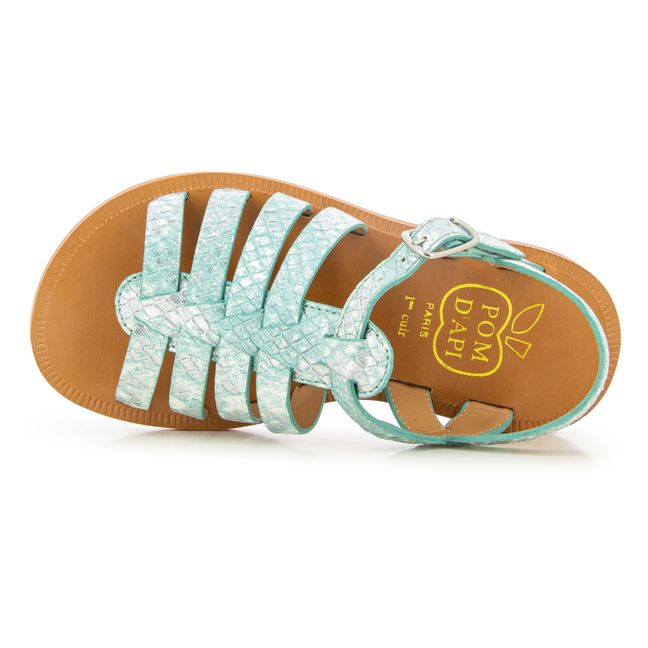 Plagette Strap Sandals | azul metálico