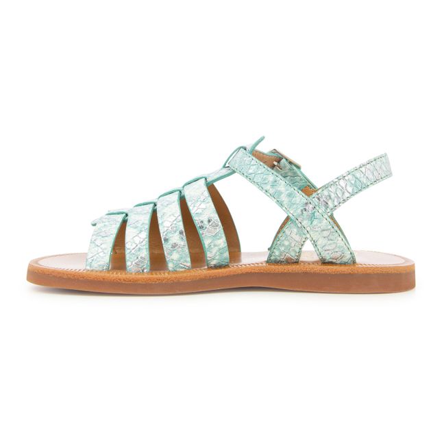 Plagette Strap Sandals | azul metálico