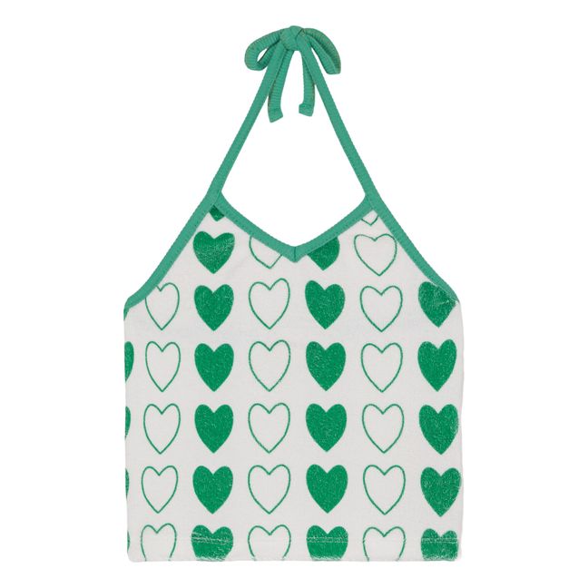 Angèle Organic Cotton Terry Hearts Top | Blanco