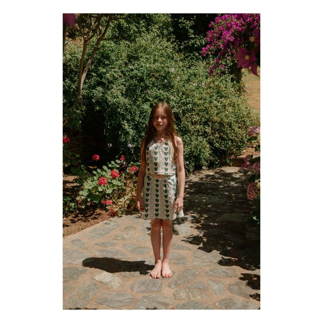 Angèle Organic Cotton Terry Hearts Top | Blanco