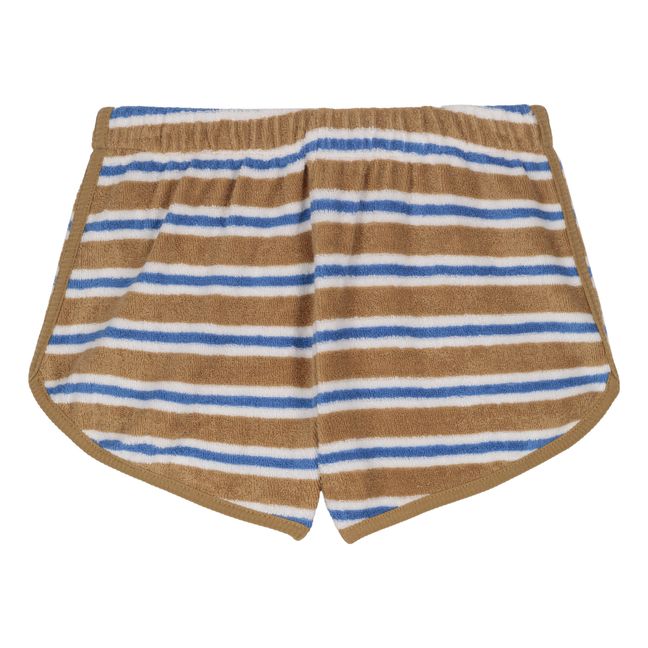 Juju Striped Organic Cotton Terry Shorts | Camel
