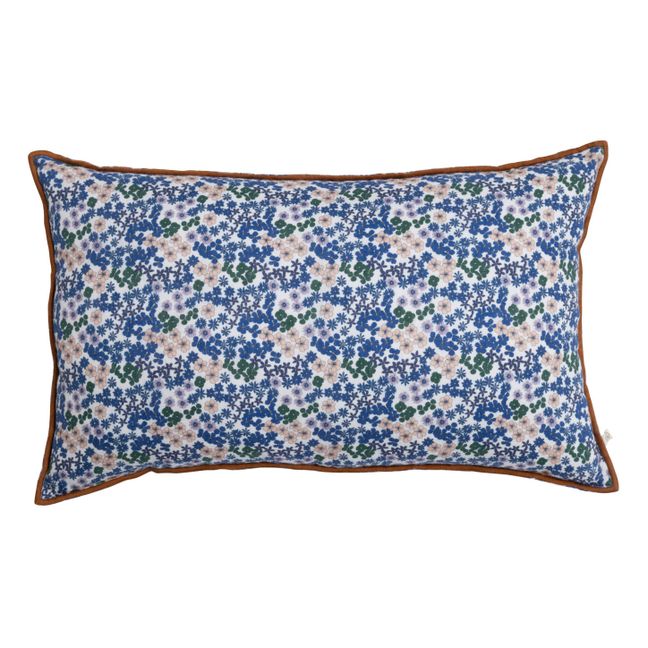 Coussin Caracas en lin lavé Flower | Bleu azur