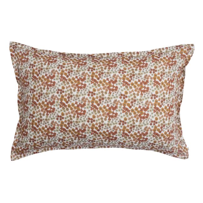 Washed Linen Flower Pillowcase | Rosewood