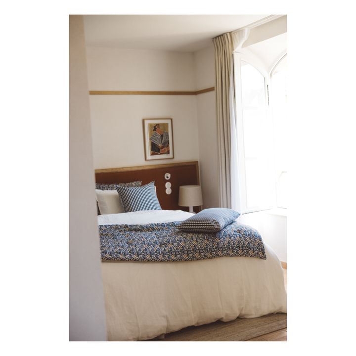 Set di biancheria da letto, in cotone stampato, modello: Flower | Blu acqua- Immagine del prodotto n°2