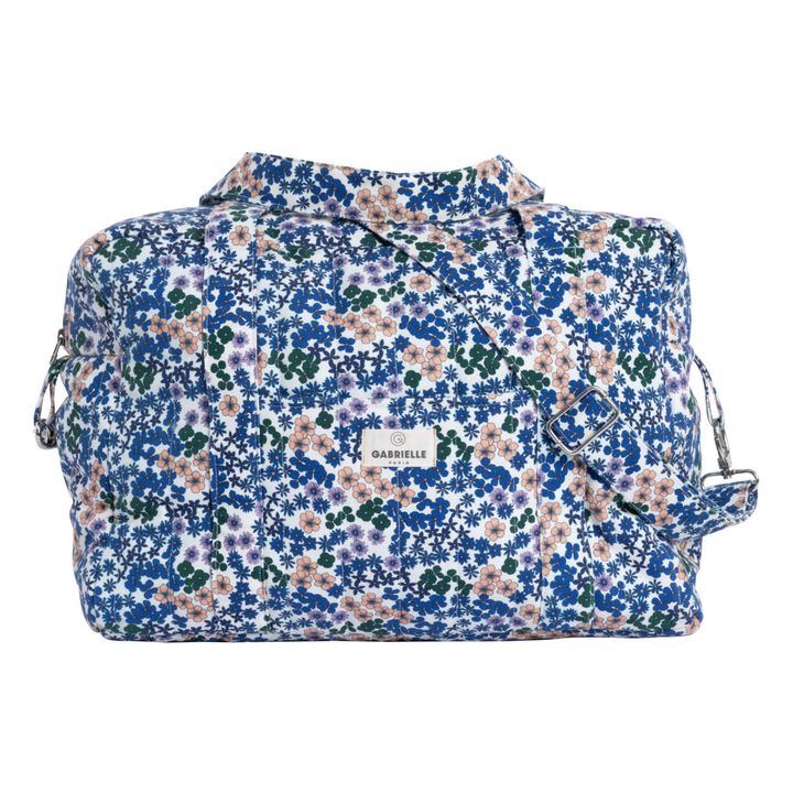 Flower printed Diaper Bag | Azure blue- Product image n°0