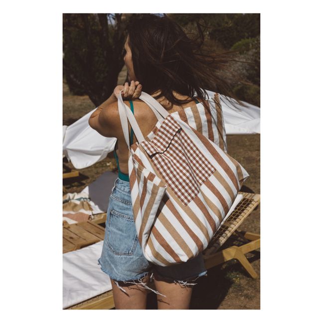 Striped Beach Bag | Brick red