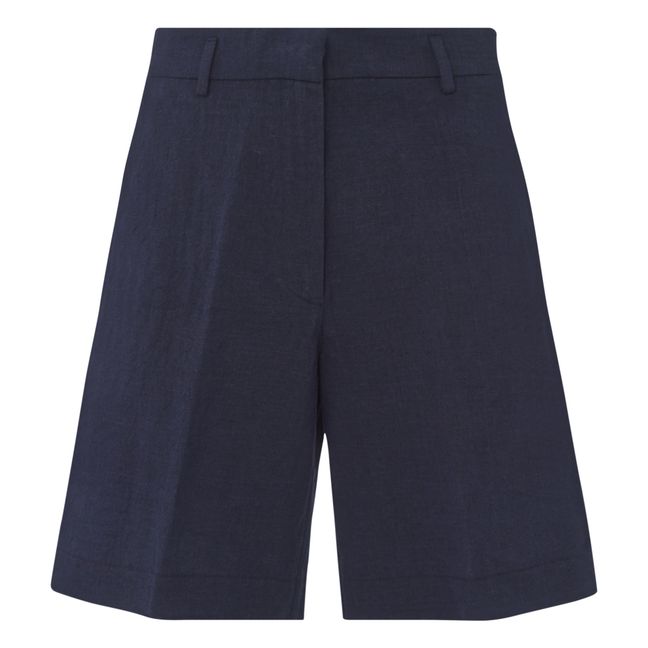 Cotton and Linen Bermuda Shorts | Azul Marino