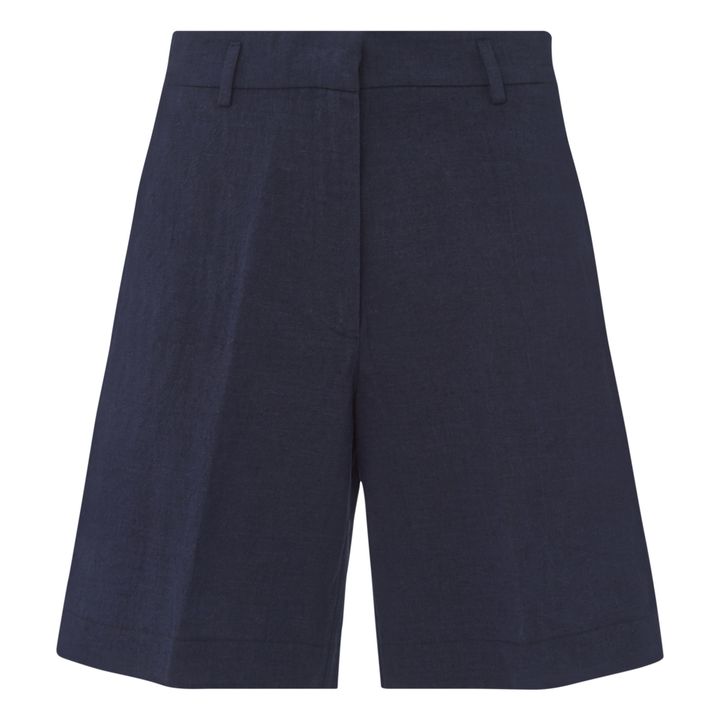 Cotton and Linen Bermuda Shorts | Navy- Produktbild Nr. 0
