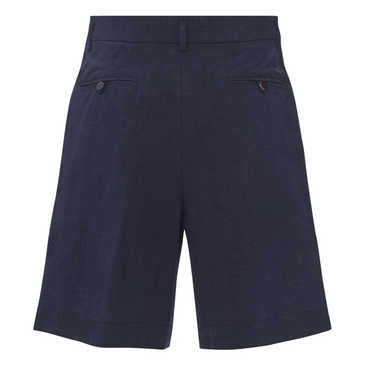 Cotton and Linen Bermuda Shorts | Navy- Produktbild Nr. 4
