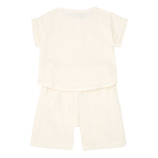 Organic Cotton Gauze Pajamas Top + Shorts | Ecru