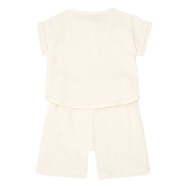 Pyjama Gaze de Coton Bio Top + Short | Ecru