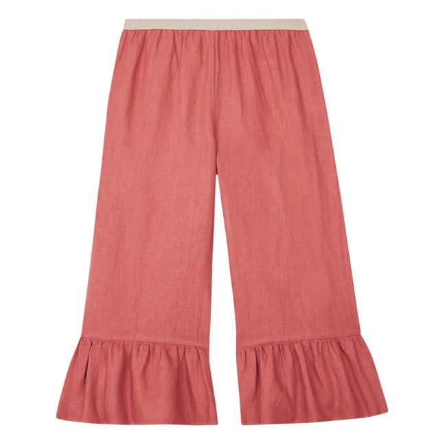 Linen Ruffle Pants | Terracotta