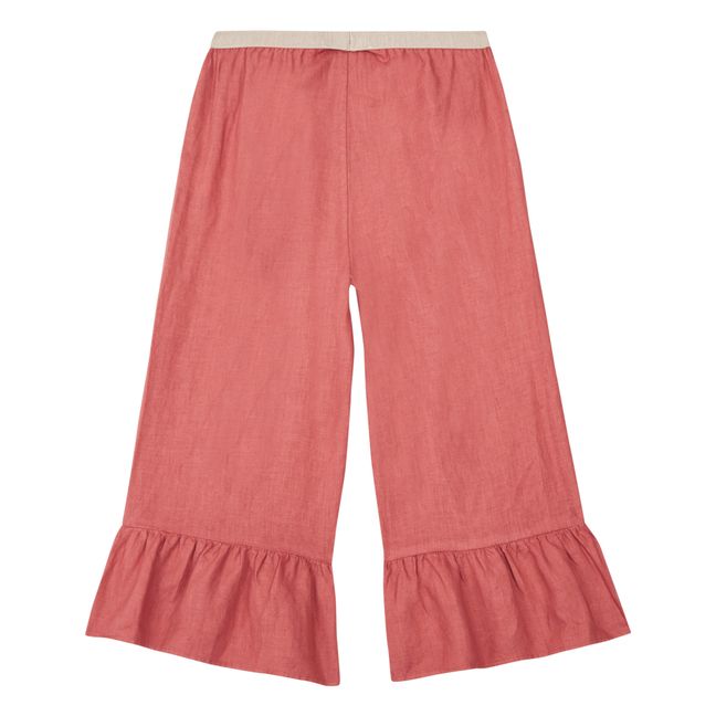 Linen Ruffle Pants | Terracotta