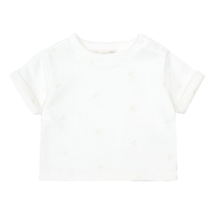 Clelie Cherry Embroidered Fleece T-Shirt | Ecru- Immagine del prodotto n°0