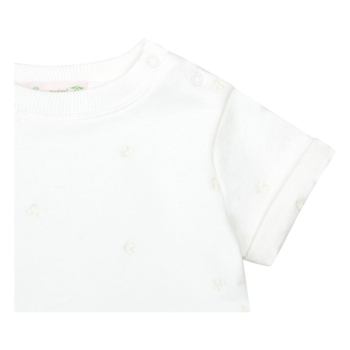 Clelie Cherry Embroidered Fleece T-Shirt | Ecru- Immagine del prodotto n°1